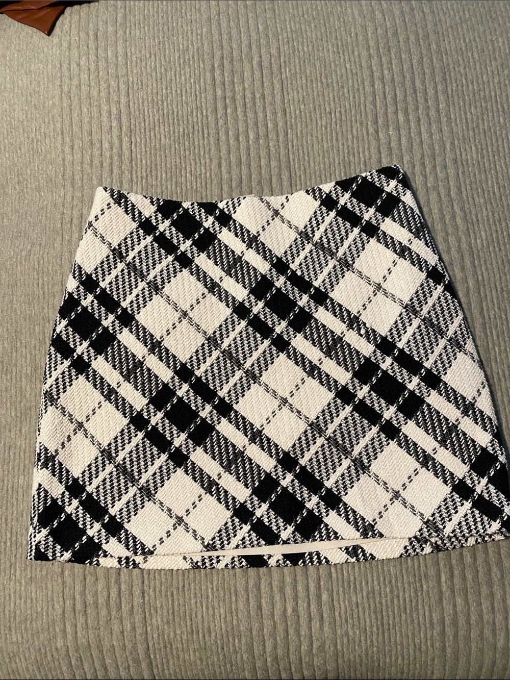 H&M Black and White Plaid Mini Skirt